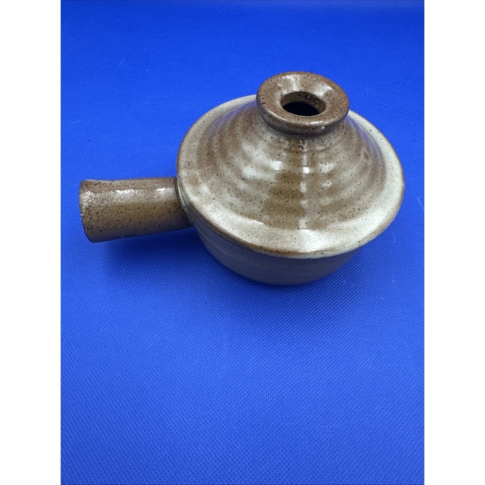Ceramic Pottery Soup Pot Crock Handle & Vented Tapered Lid Handmade Glazed BRWN - Picture 3 of 11